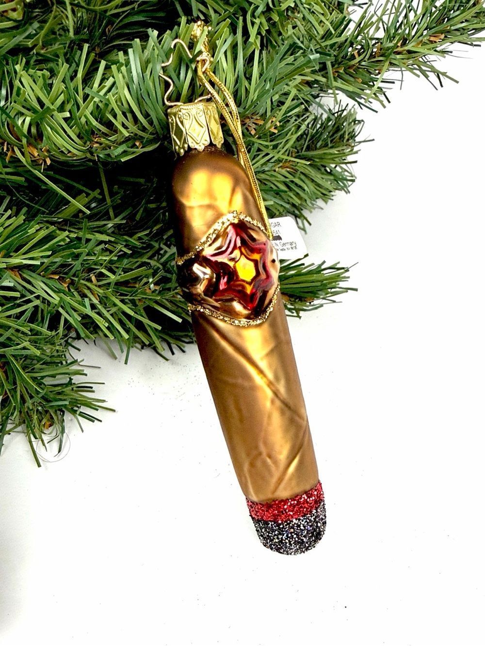 Inge-Glas Glass Ornament All Fired Up Cuban Cigar Hand Painted made in Germany
